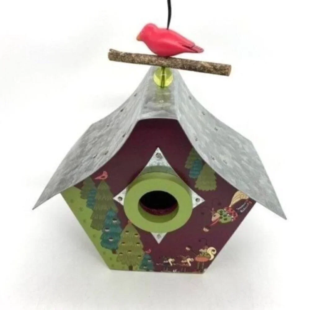 Helena Rozo Wood & Metal Whimsical Folk Art Birdhouse